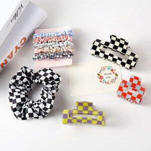 9 PCS Hair Essentials Bundle – Scrunchies & Claw Clips Set